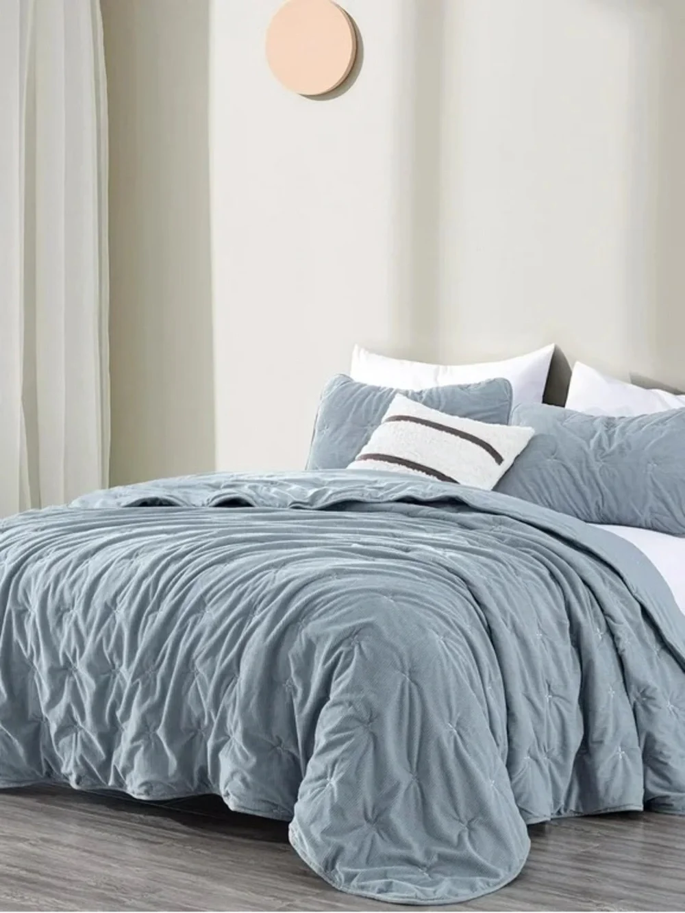 Light Blue corduroyTwin quilt 2 piece Set